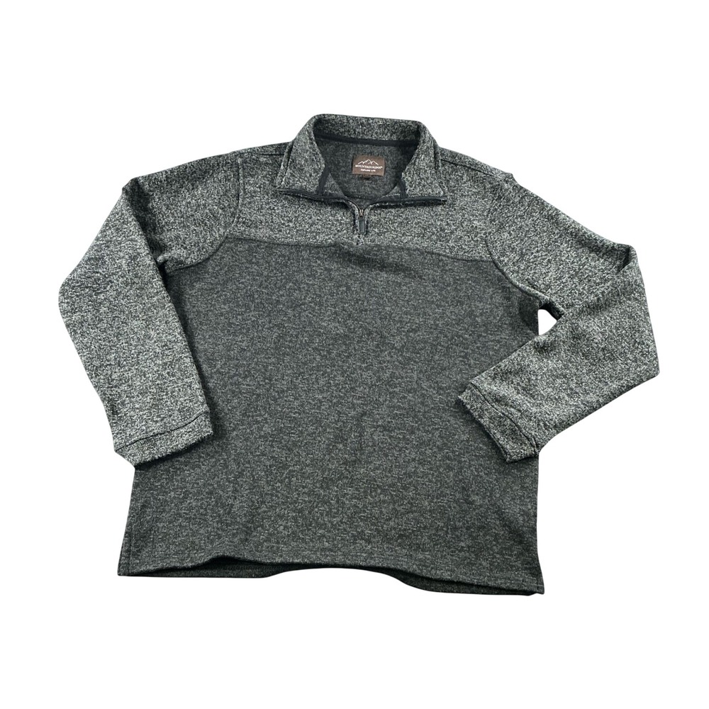 Mountain Ridge Mens XL Quarter Zip Pullover Sweater Fleece Gray Marl Colorblock